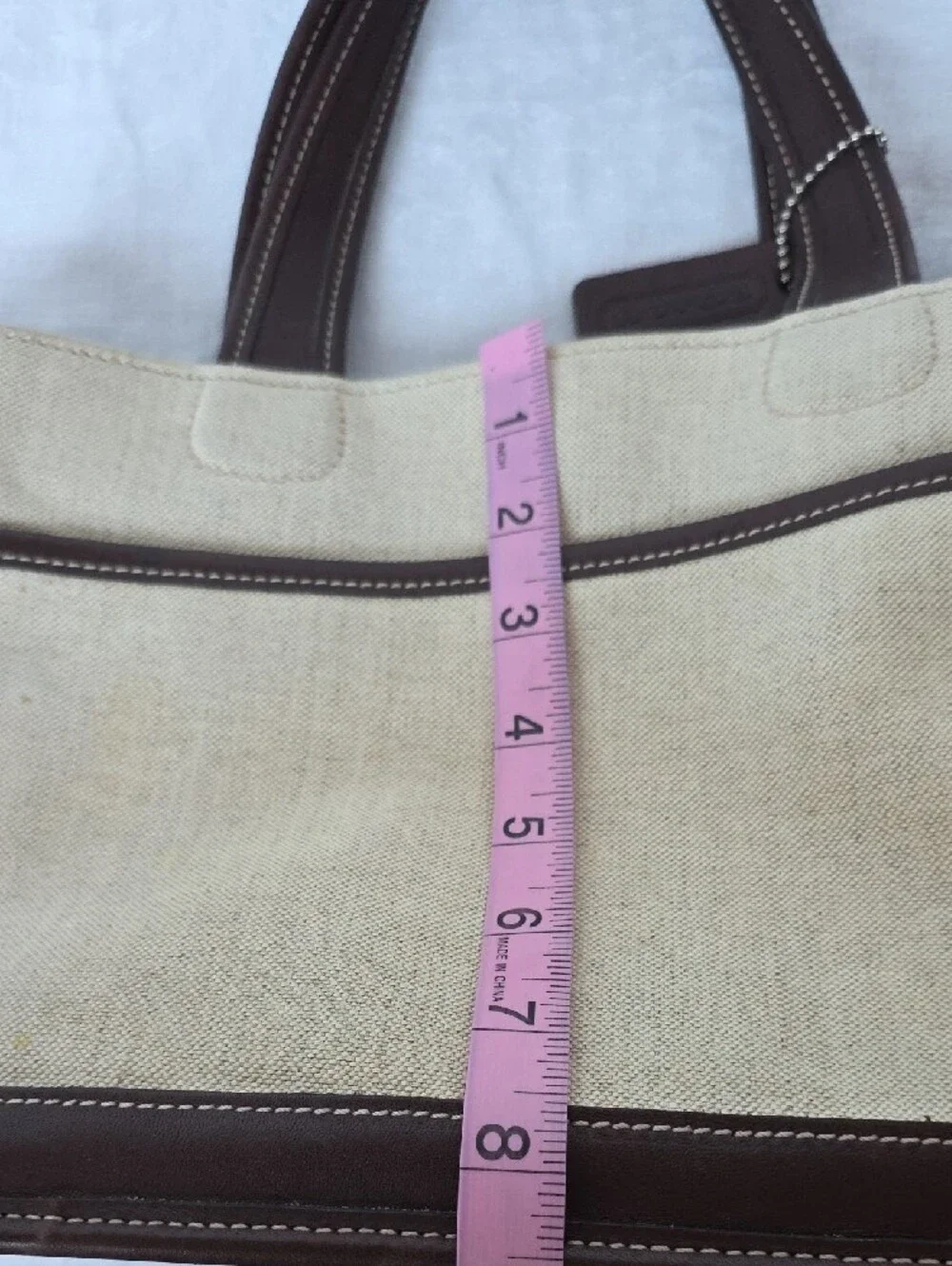 Coach | Vintage Linen Canvas Brown Leather Bleeker Satchel Tote